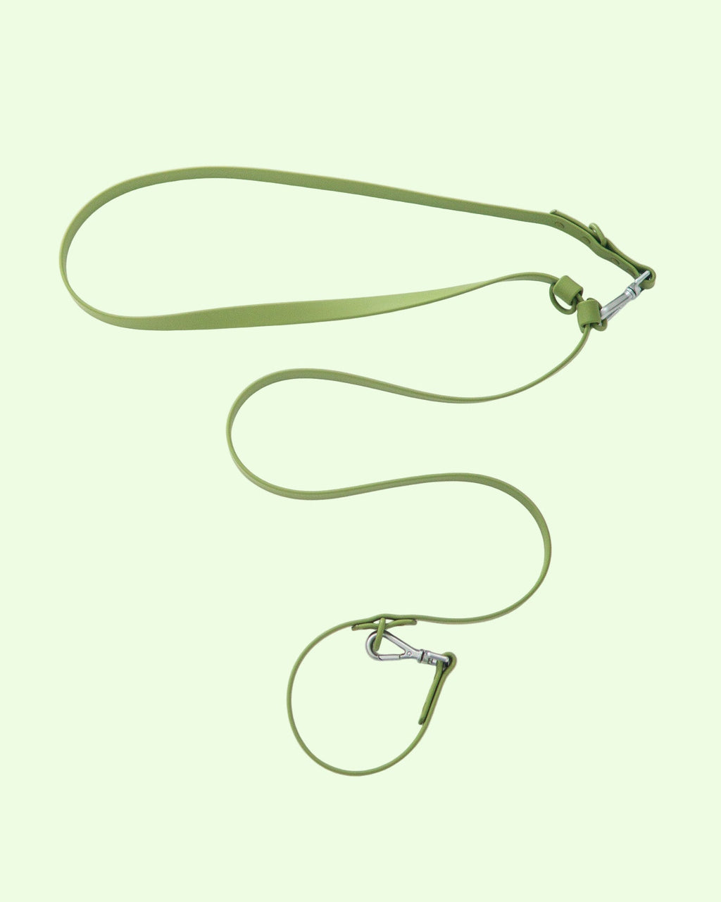 Green dog leash on a white background